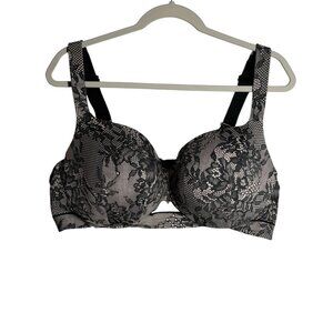 Cacique Black & Nude Lace Full Coverage Underwire Bra Size 44DD Adjustable Strap